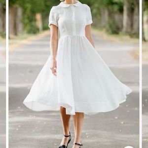 White linen mini Classic Son de Flor dress